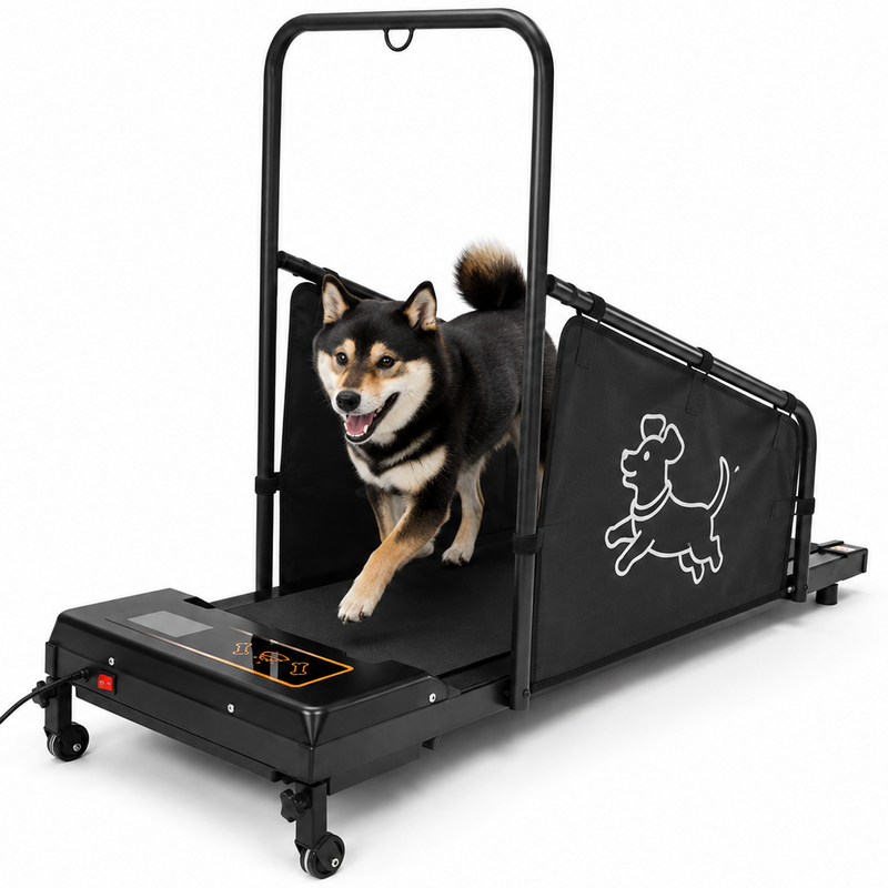 Convertible dog treadmill displayed for size and feature comparison.
